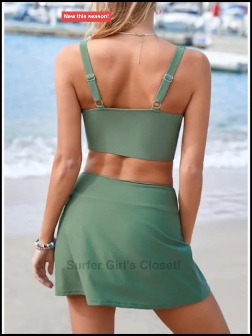 Bikini Set with Swim Skirt, Removable Pads, Adjustable Straps